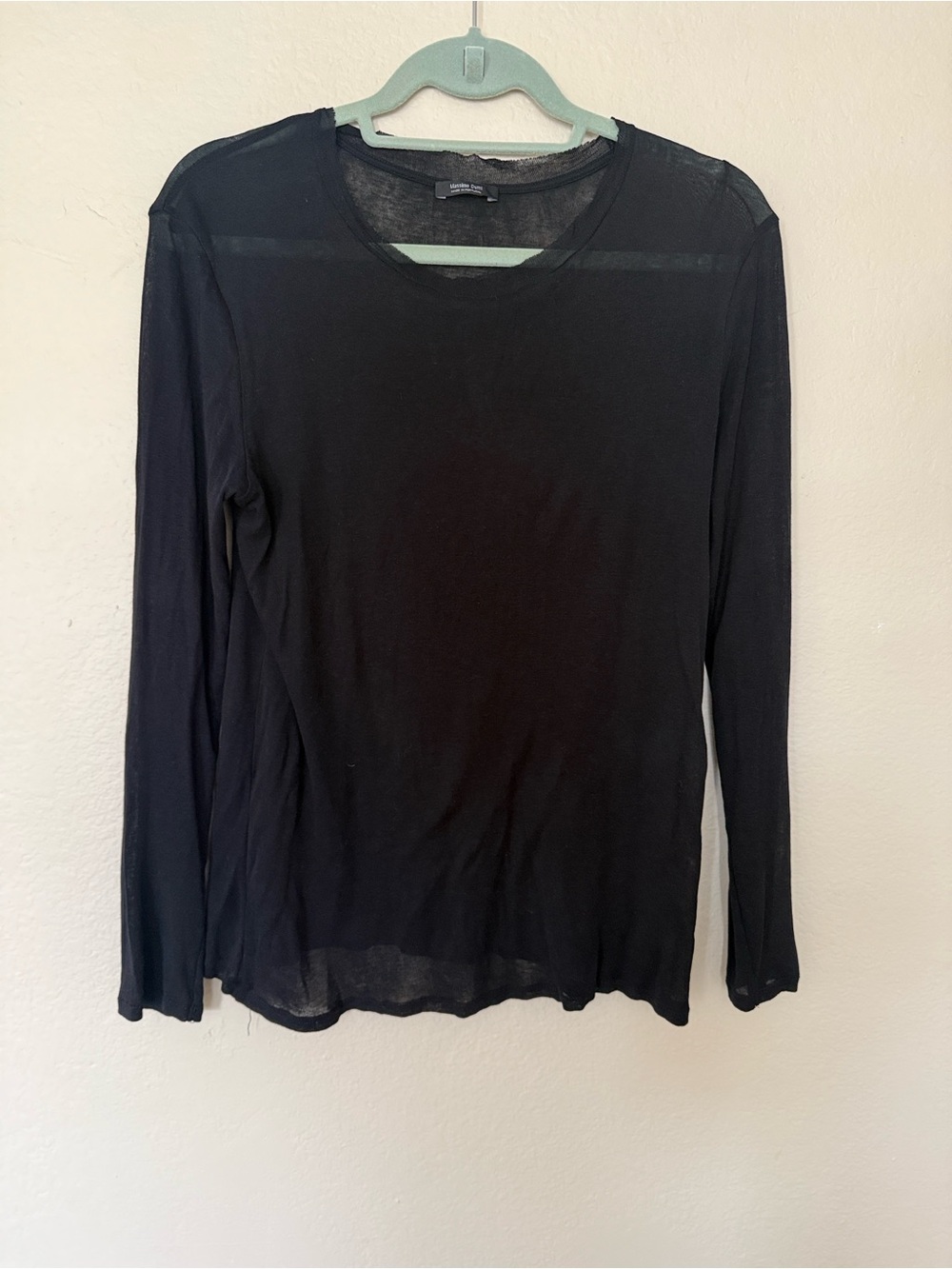 Massimo Dutti Black Long-Sleeve Crewneck Top Size M